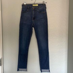 William B, skinny denim jean frayed hem, size 25
